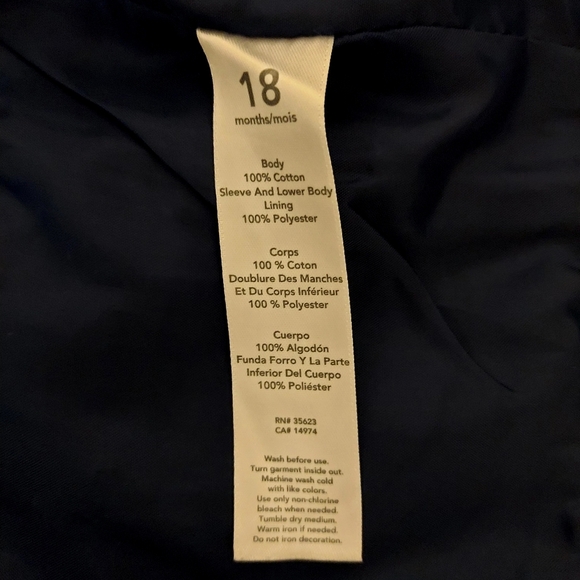 Carter's Navy Blue Cotton Kids Blazer 18 Months - Picture 3 of 6